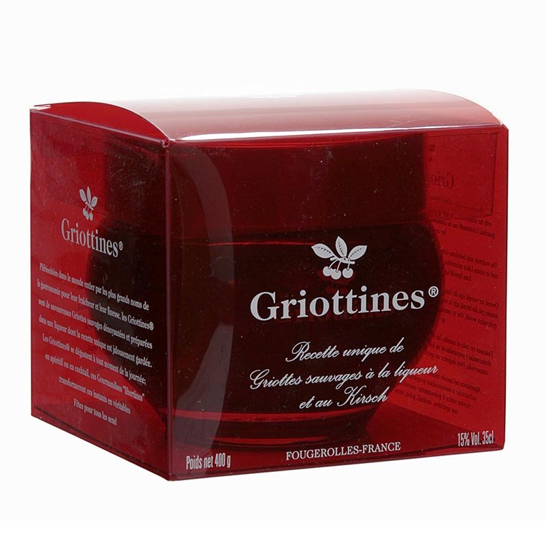 Griottines Original - Wildsauerkirschen, in Kirschwasser, o. Kern, süß, 15% vol., 400 g