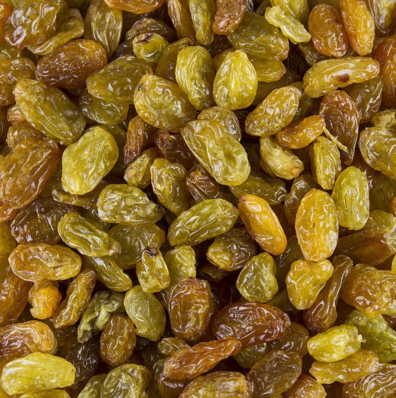 Weinbeeren Jumbo, grün/gelb, geschwefelt, Chile (ähnl. Sultaninen), 1 kg