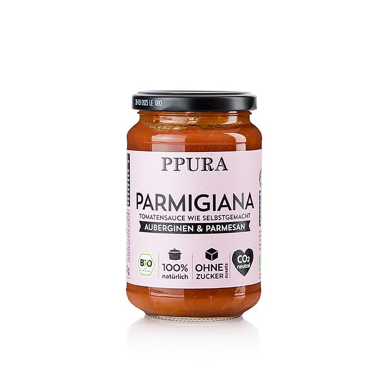 Ppura Sugo Parmigiana - mit Auberginen, Tomaten und Parmesan, BIO, 340 g