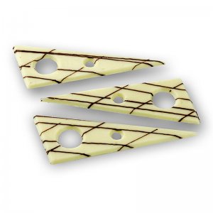 Deko-Aufleger Tramontana - Dreieck, gelocht, weiße Schokolade, gestreift, 690 g, 131 Stück