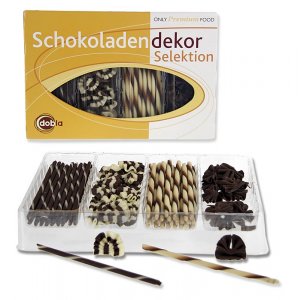 Schoko Dekorsortiment - Selektion 2, 4 Sorten Cigarillos & Fächer, 260 g, ca. 90 Stück