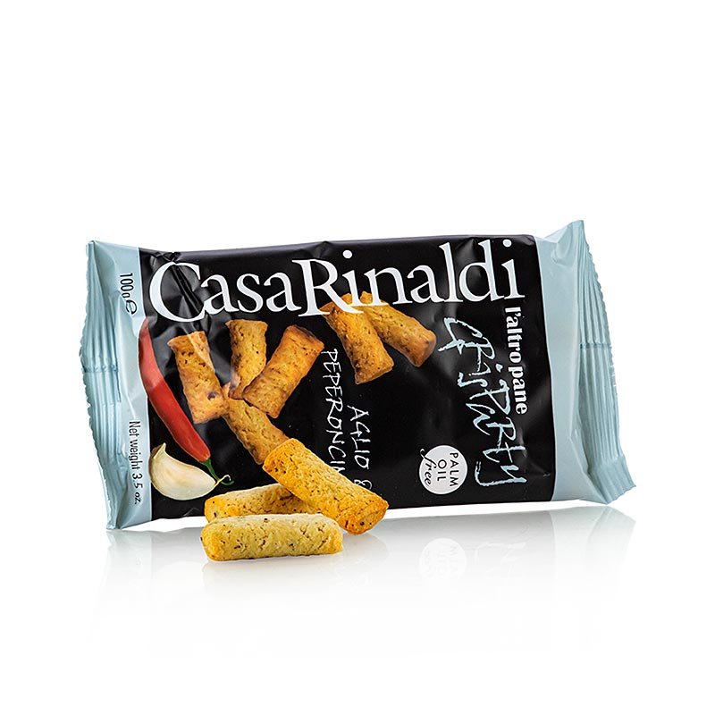Grisparty - Mini Grissini Knabbergebäck mit Knoblauch& Chili, Casa Rinaldi, 100 g