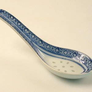 Reis Löffel, weiß/blau, Stück