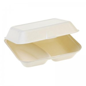 Einweg Naturesse Food Box, Klappdeckel, 23,5 x 19,5 x 7,4 cm, Zuckerrohr, 250 Stück