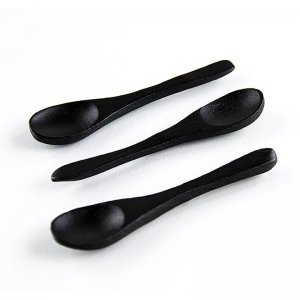 Mehrweg Bambuskaffeelöffel, schwarz, 9 cm, spülmaschinenfest, 100 Stück