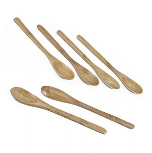Mehrweg Bambuskaffeelöffel, spülmaschinengeeignet, dunkelbraun, 16 cm lang, 25 Stück