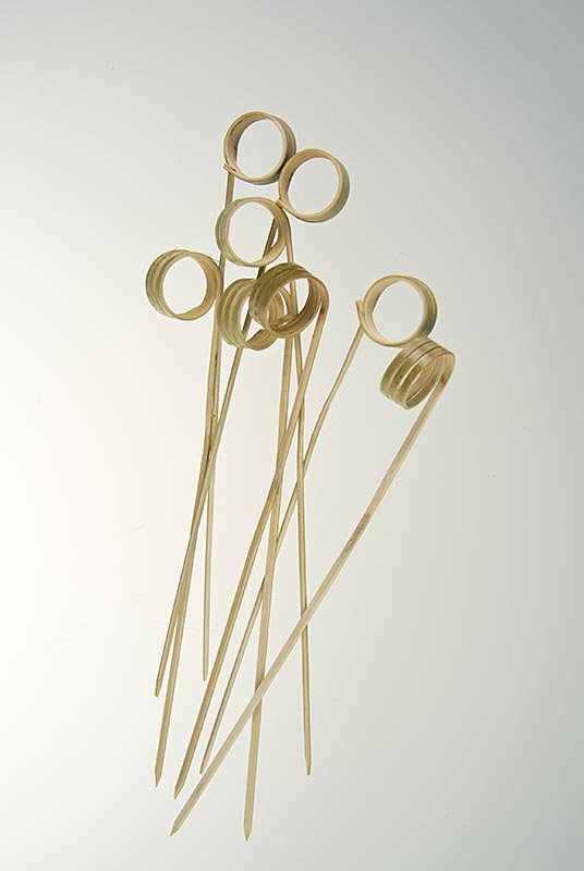Bambus-Spieße, mit Loop (Ringende), 12 cm, 100 Stück