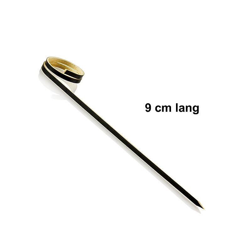 Bambus-Spieße, mit Loop (Ringende), schwarz, 9 cm, 100 Stück